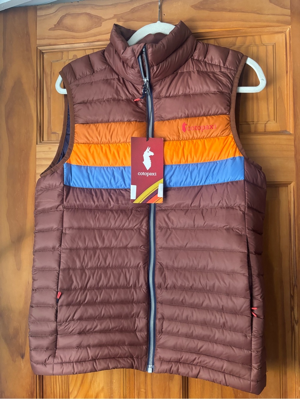 COTOPAXI Fuego Men's Down Vest Size Small - 800 Fill Power Acorn Stripes NEW